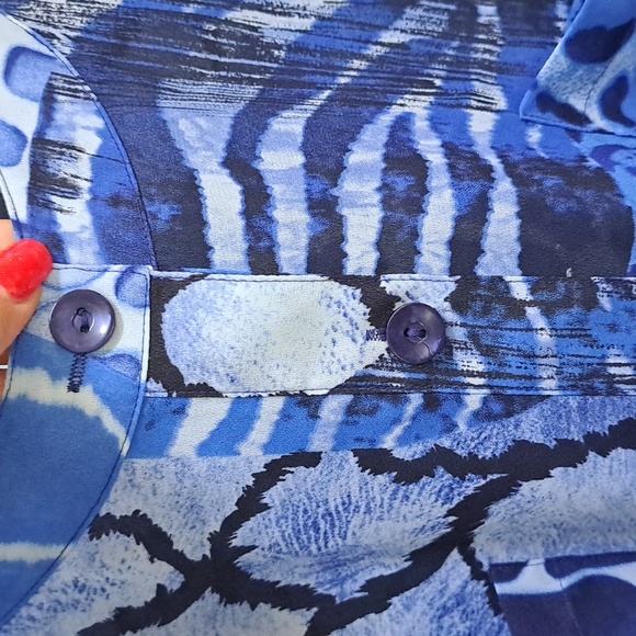 Susan Graver Button-Up Snakeprint 3/4 Button Sleeve Blouse. Size XL - Picture 5 of 9